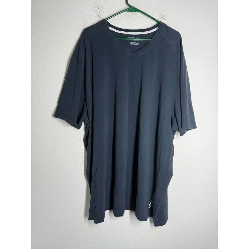 Kenneth Cole Mens T Shirt Blue Cotton Blend Short Sleeve Size 4X